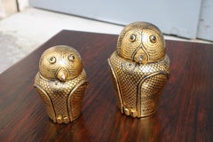 Cajas Antiguas Chinas de Lacado Negro y Oro de 24 KT Hoja de Búho