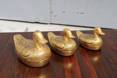 Chinese Lacquer Boxes Black Leaf Gold 1930 Ducks