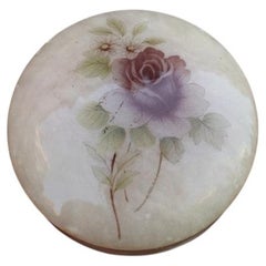 Scatole Portagioie rotondo in marmo di alabastro Italia con decalcomanie fiori