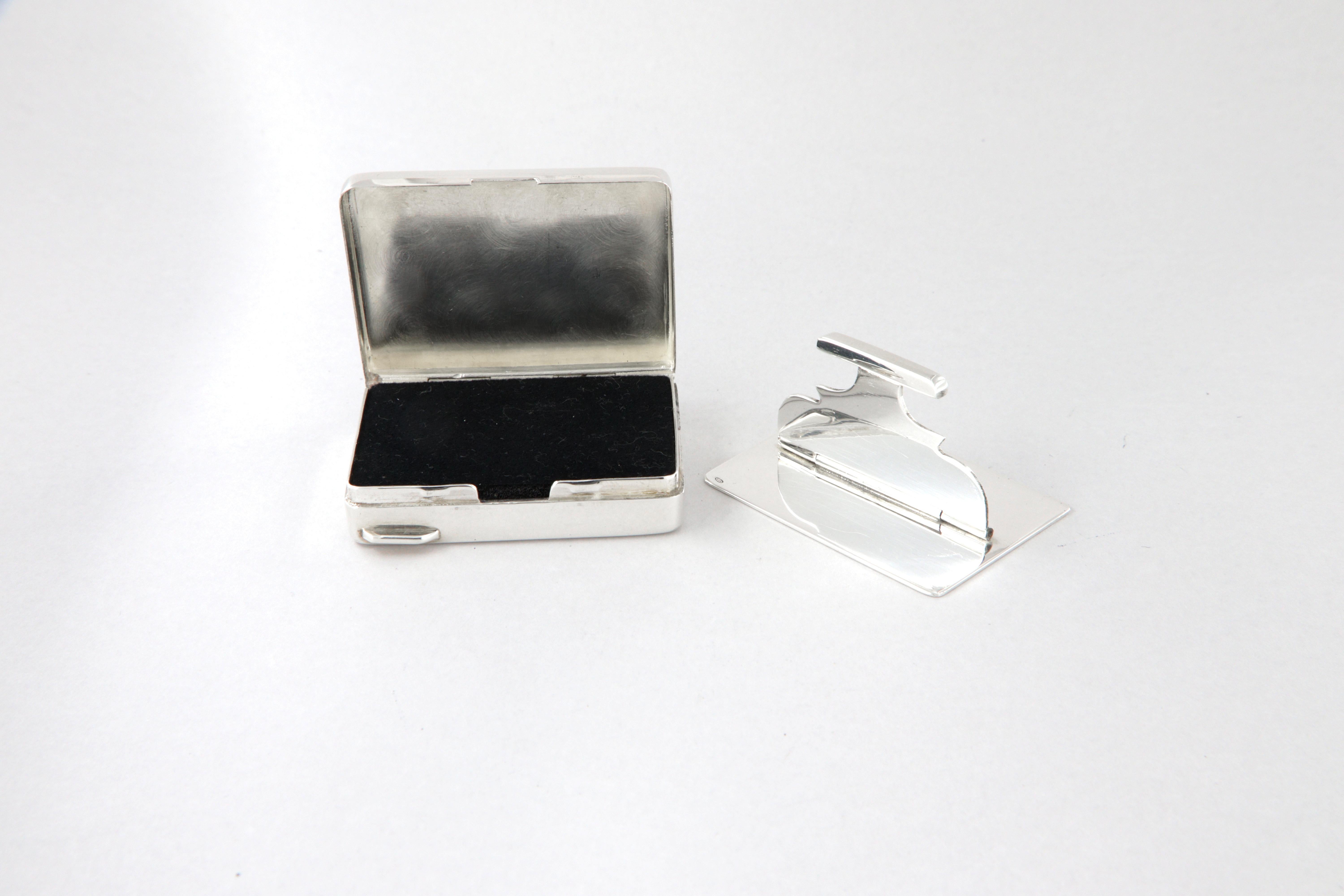 Caja para sellos de bolsillo de plata de ley 925 en venta 4