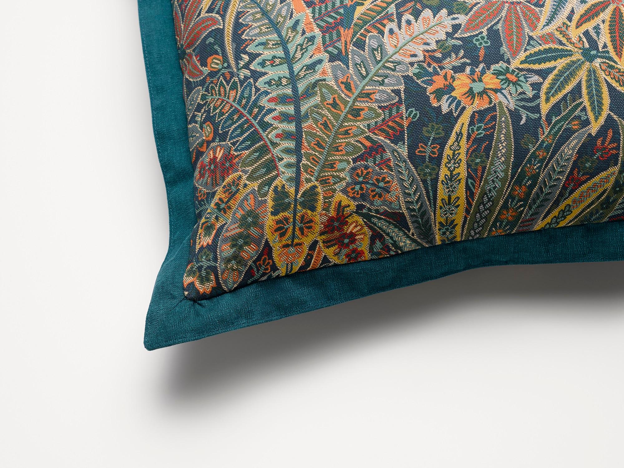 British Scatter Cushion in Liberty Persian Voyage Amersham Linen from Modern Collector For Sale
