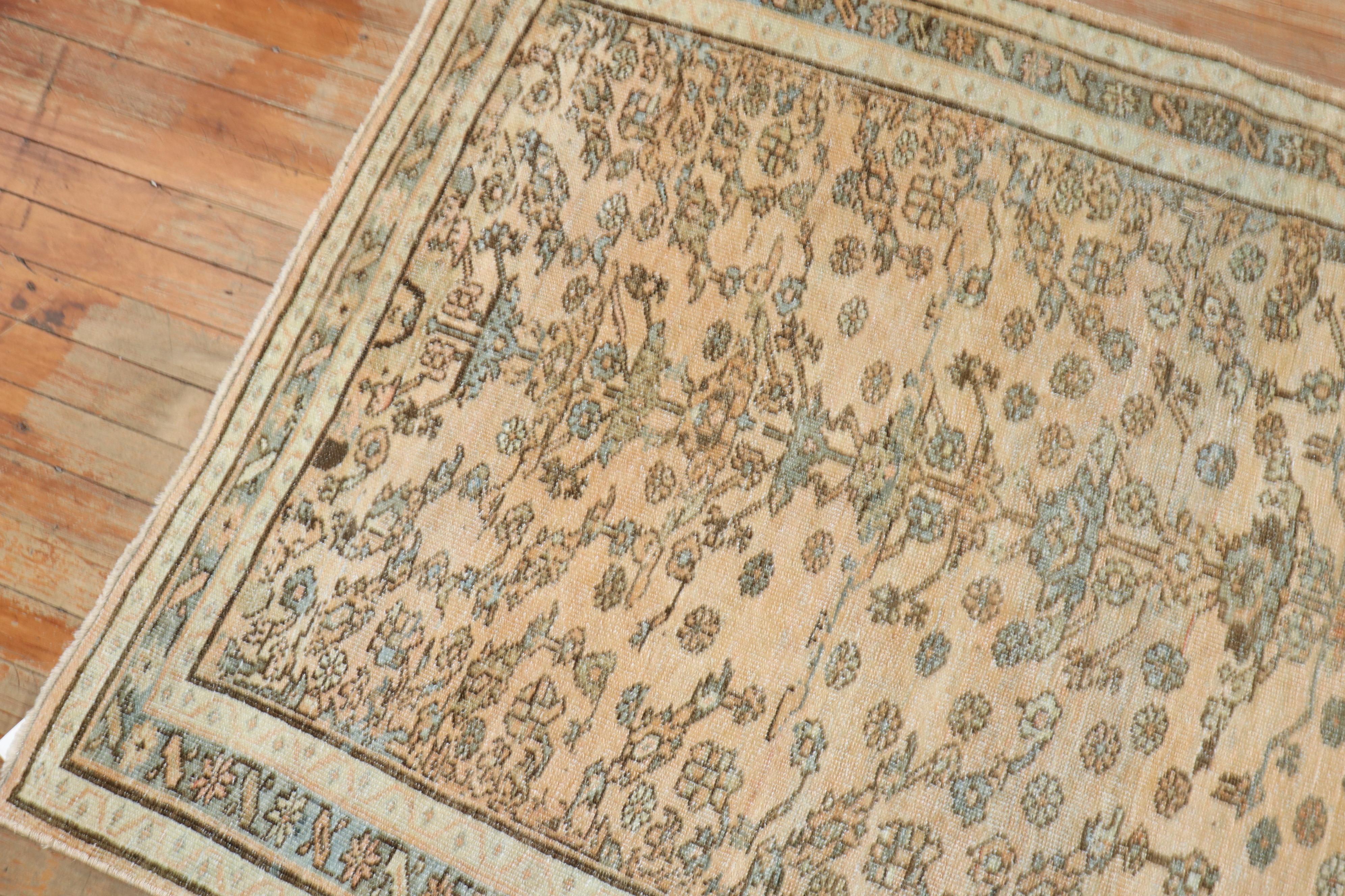 Scatter Size Antique Persian Throw Rug In Good Condition For Sale In New York, NY