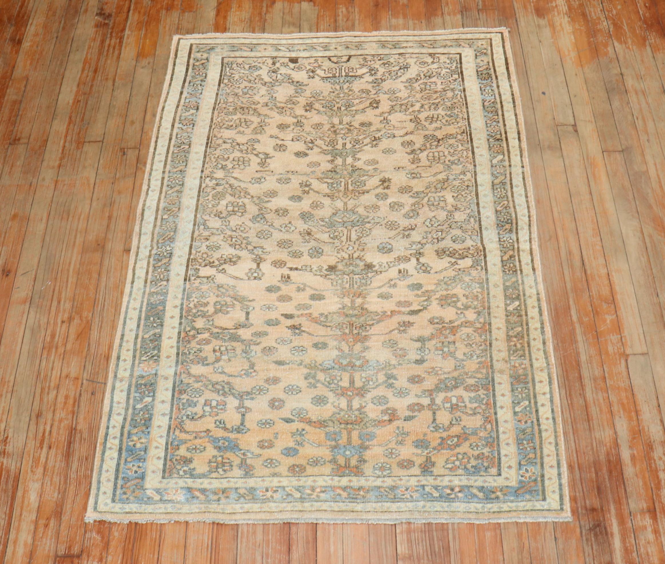 Wool Scatter Size Antique Persian Throw Rug For Sale