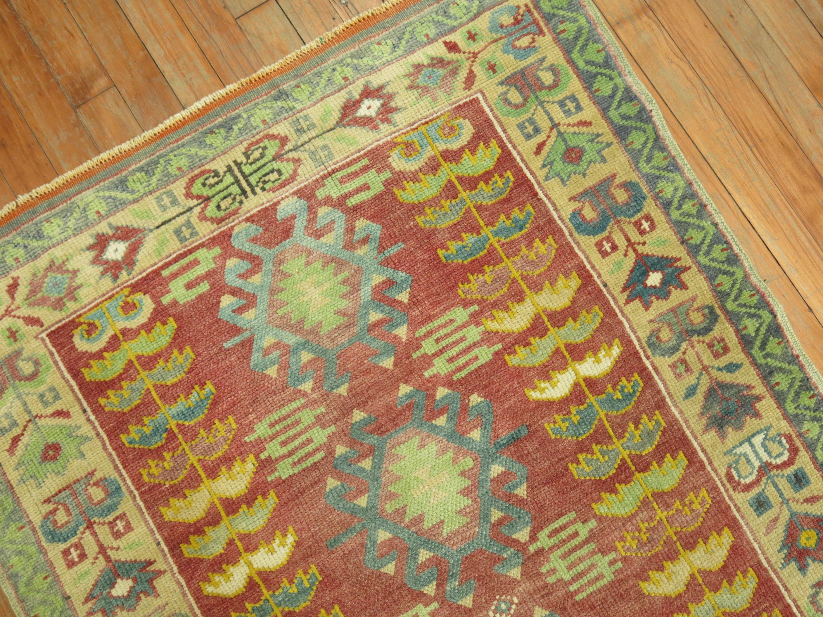 A one of a kind Turkish scatter size throw rug from the mid-20th century.