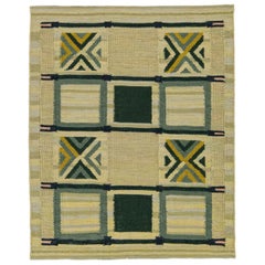Scatter Swedish Style Modern Wool Rug In Yellow and Green Design