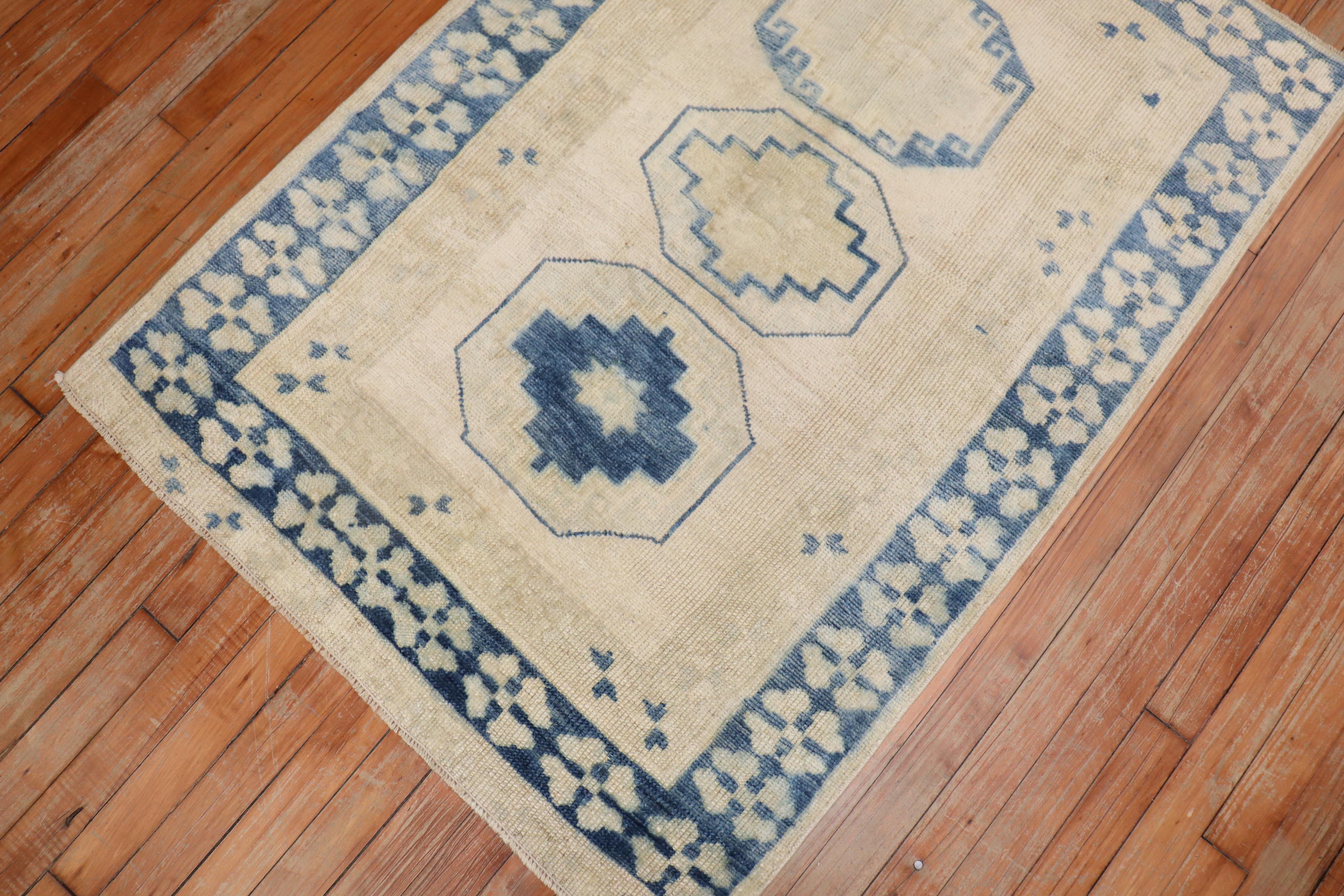 Hand-Knotted Scatter Turkish Anatolian 20th Century Rug