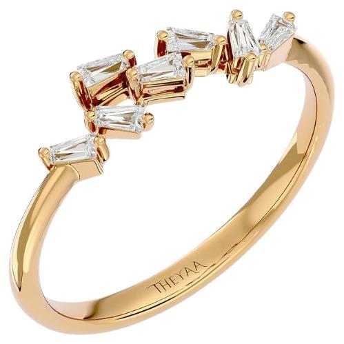 Scattered Baguette Diamond Ring in 18 Karat Gold For Sale