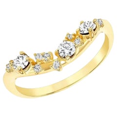 Scattered Diamond 14K Yellow Gold Cluster Ring