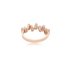Scattered Diamond Baguette Ring in 18k Rose Gold