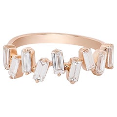 Scattered Diamond Baguette Ring in 18k Rose Gold