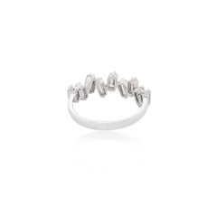 Scattered Diamond Baguette Ring in 18k White Gold