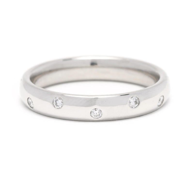 Scattered Diamond Wedding Band, Platinum, Stackable Diamond For Sale at ...