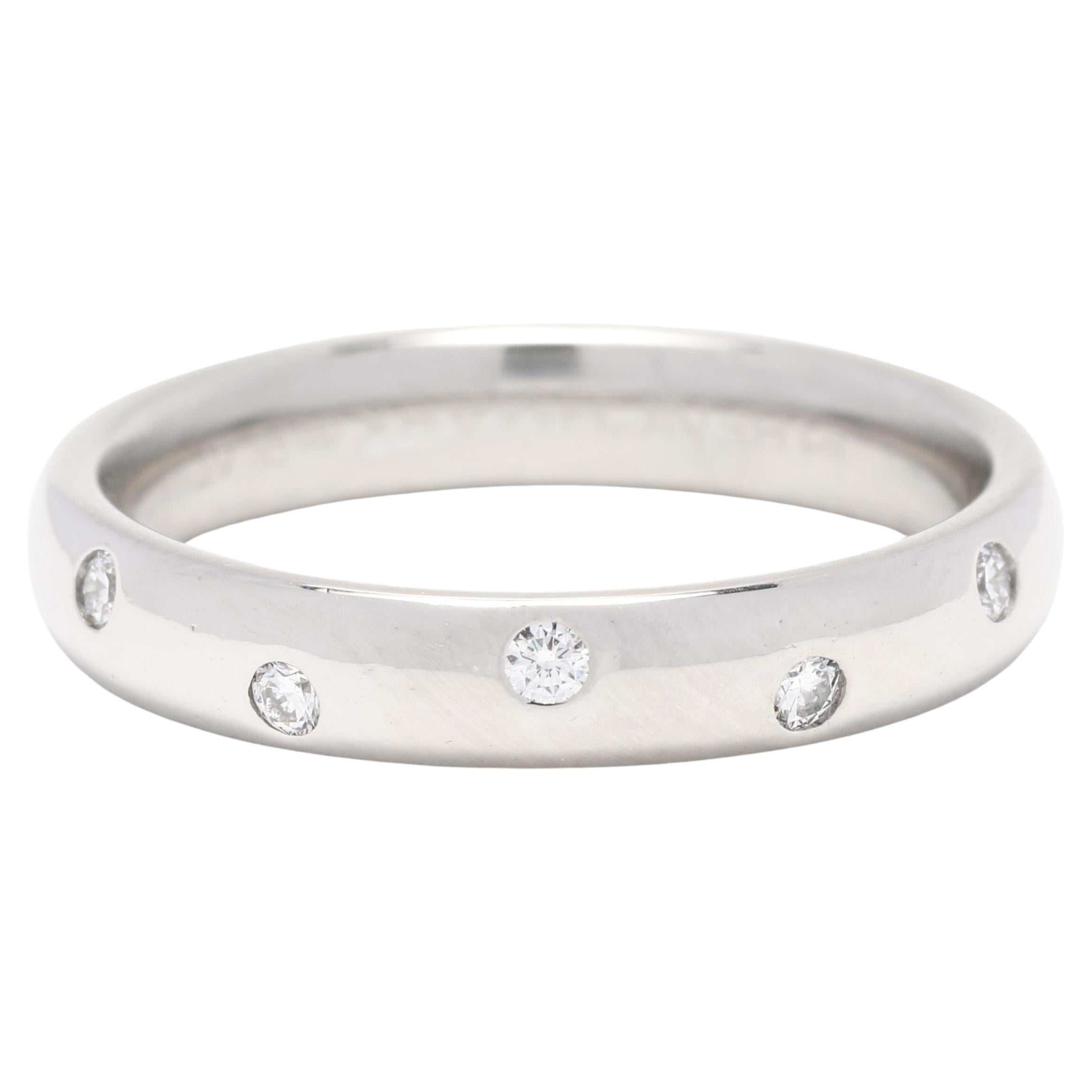 Scattered Diamond Wedding Band, Platinum, Stackable Diamond