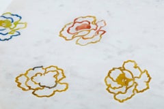 Repeating Roses Table Inlay in White Marble By Stephanie Odegard