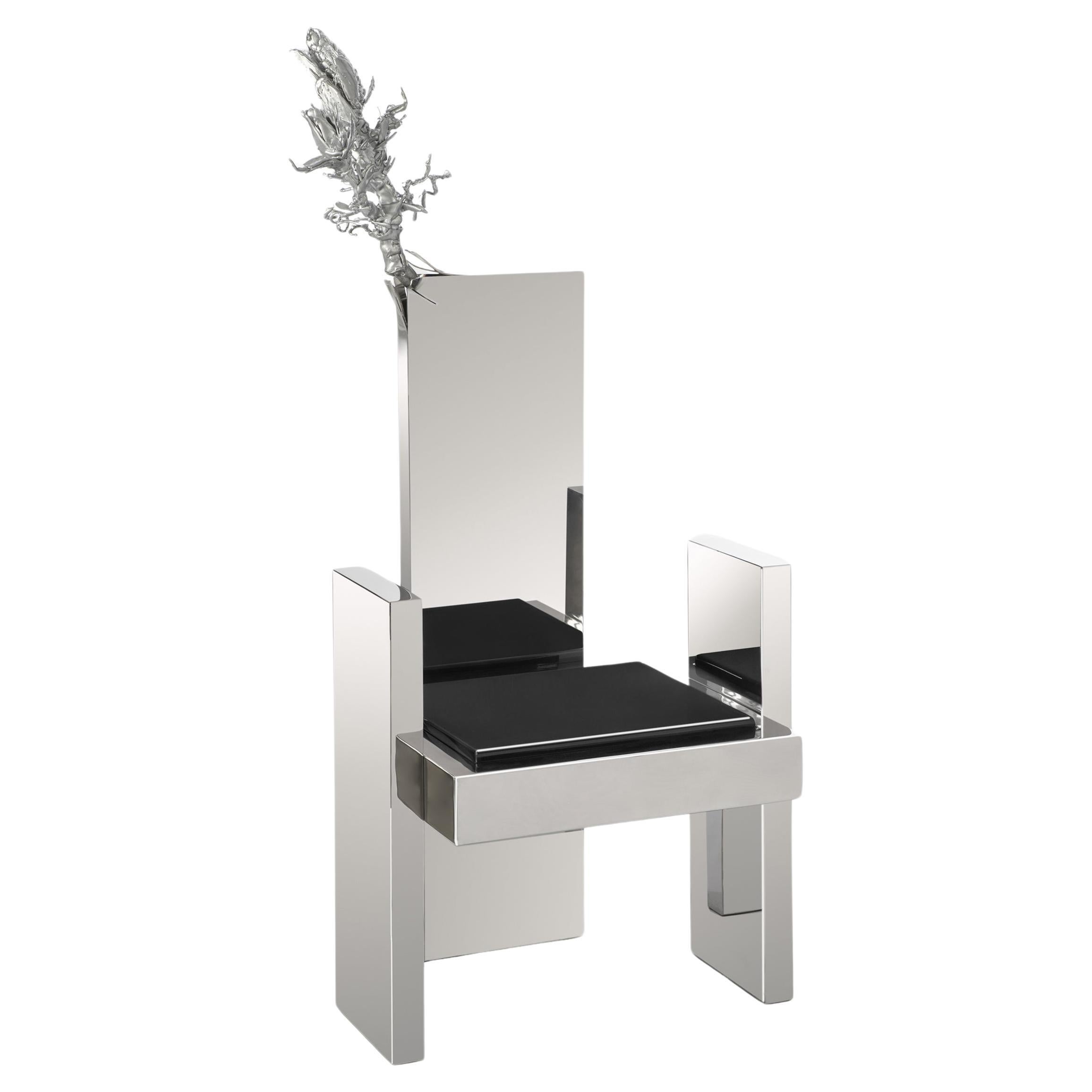 Chaise Scavenger, assise noire et sculpture en résine de Roham Shamekh
