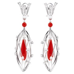 Scavia 2.94 Ct Diamants Pavè RED CAGE Boucles d'oreilles or blanc 18K