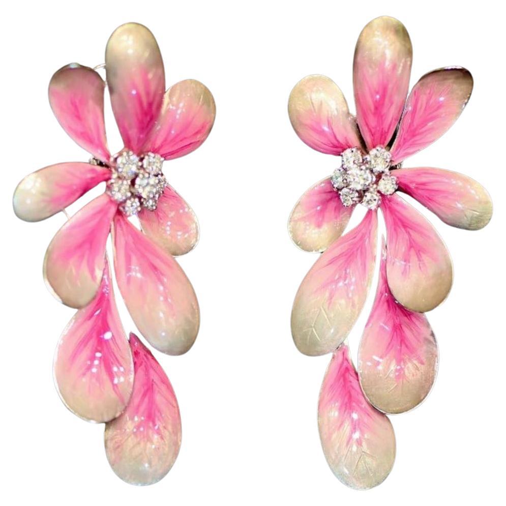 SCAVIA Daisy Flower Pink Earrings For Sale