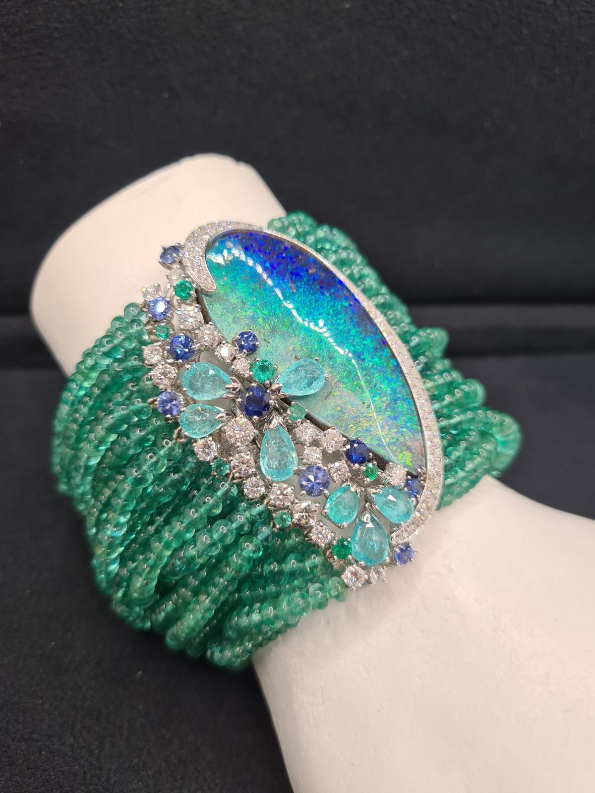 Contemporary SCAVIA Poseidon Emerald Bracelet For Sale