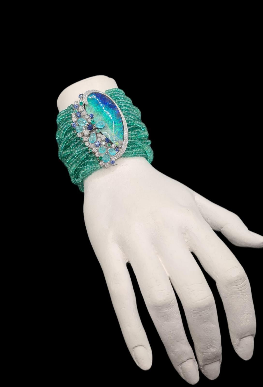 Taille mixte Scavia Bracelet d'émeraude Poséidon en vente