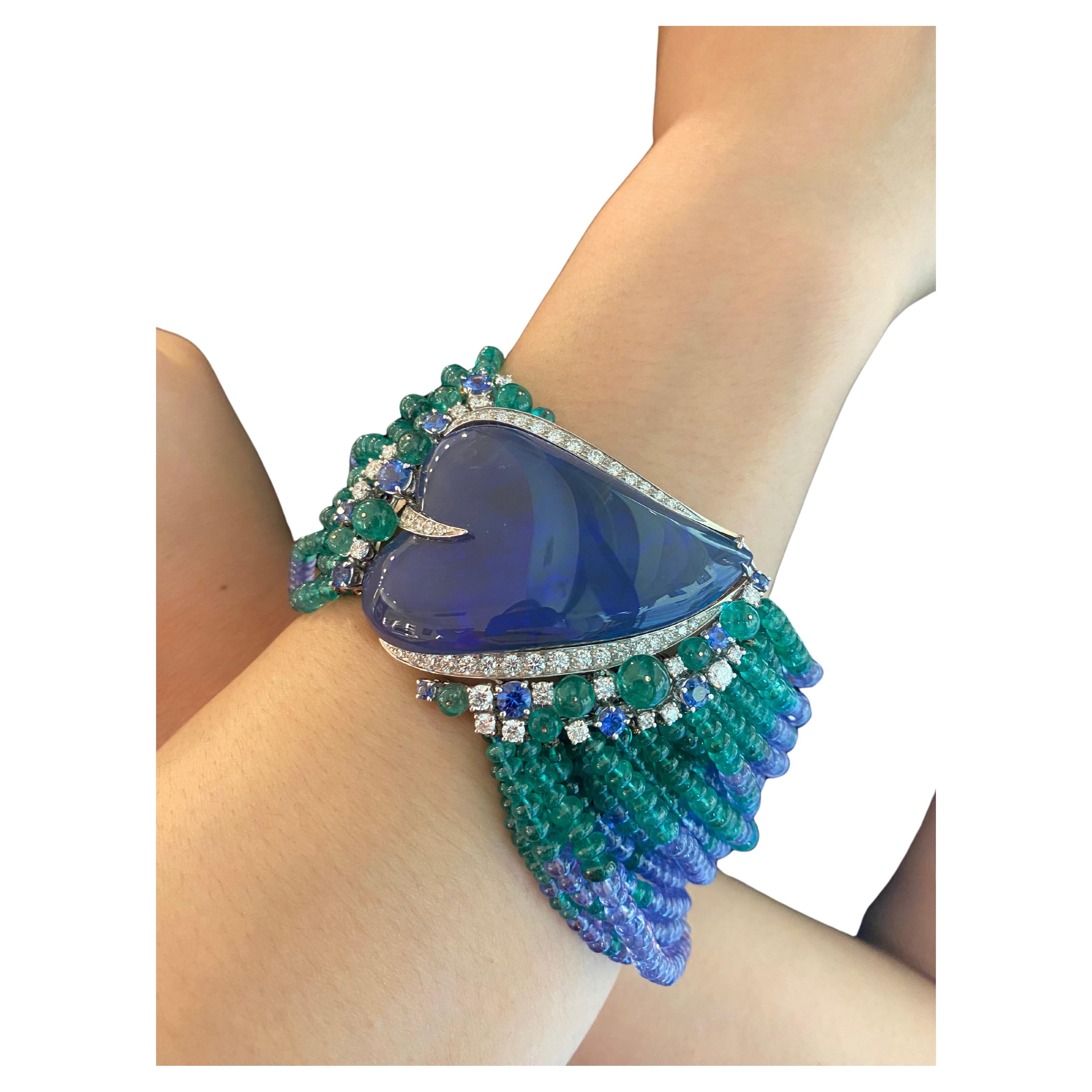 SCAVIA Poseidon Tansanit und Smaragd-Armband