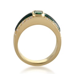 Scavia Womens 18 Karat Yellow Gold Diamond and Emerald Band Ring