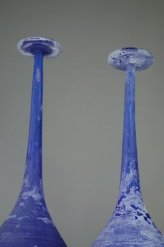 Pareja de jarrones de cristal azul "Scavo" de Gino Cenedese, Murano Design, años 60
