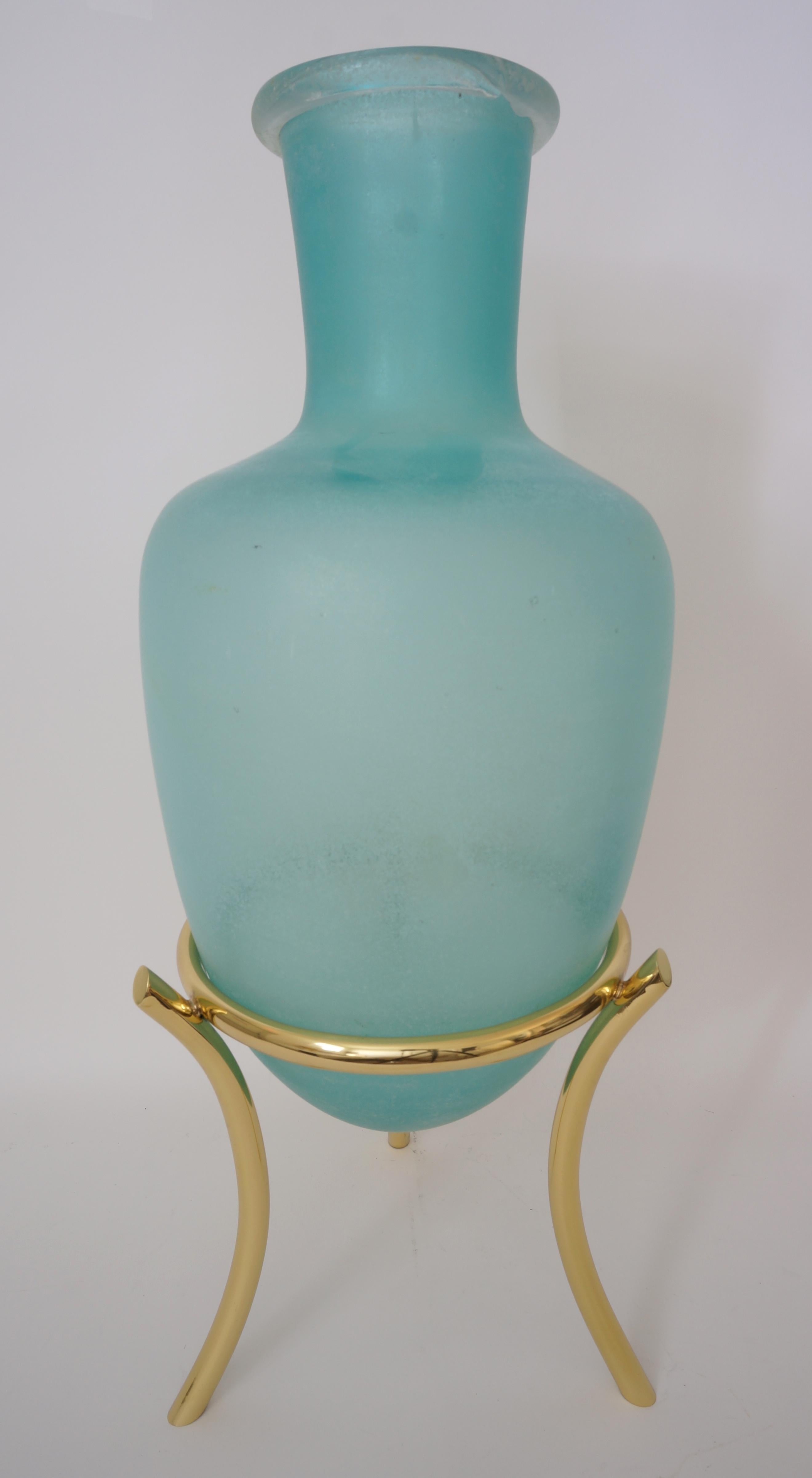 Italian Scavo Corroso Murano Glass Amphora