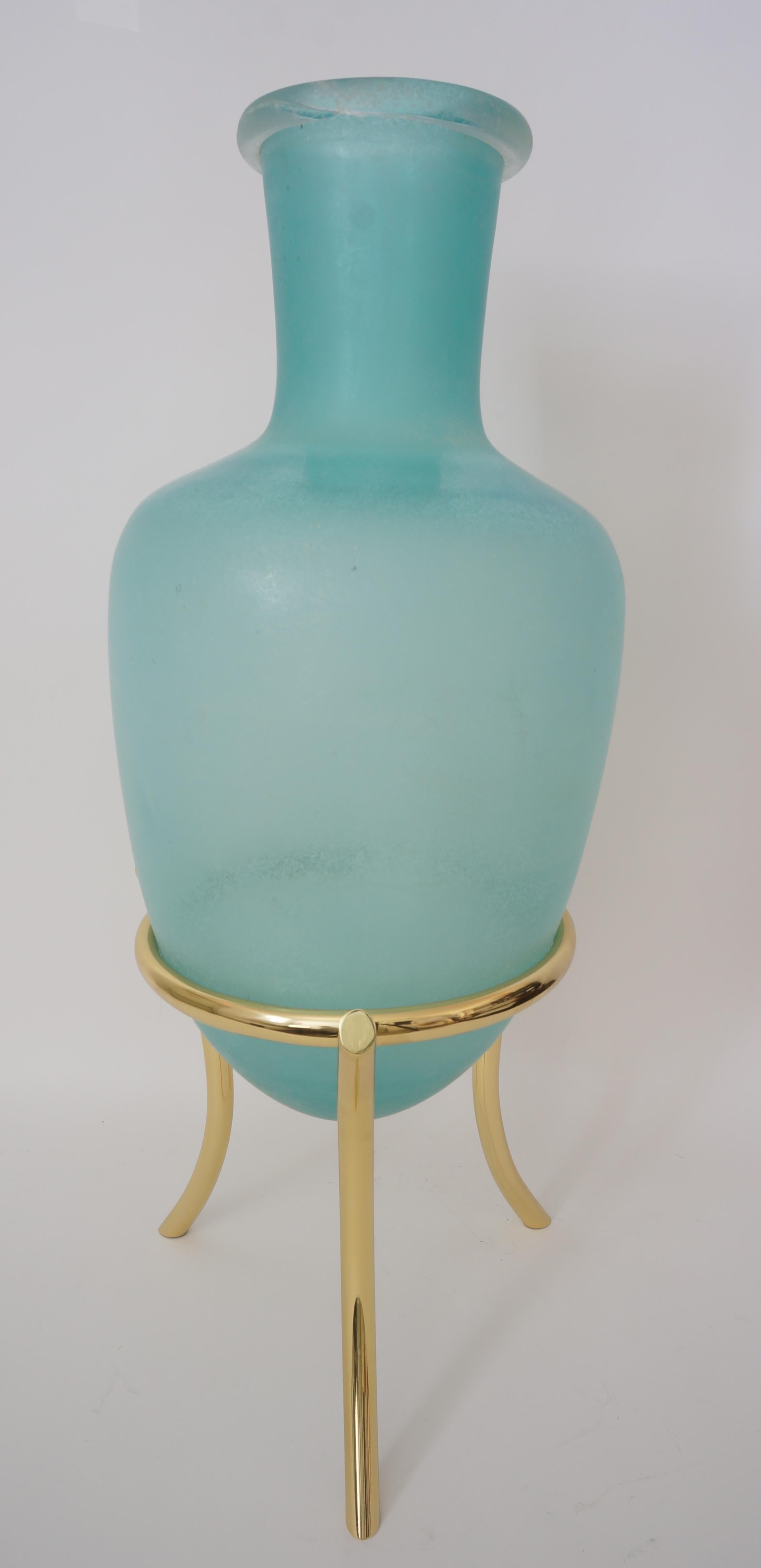 Frosted Scavo Corroso Murano Glass Amphora