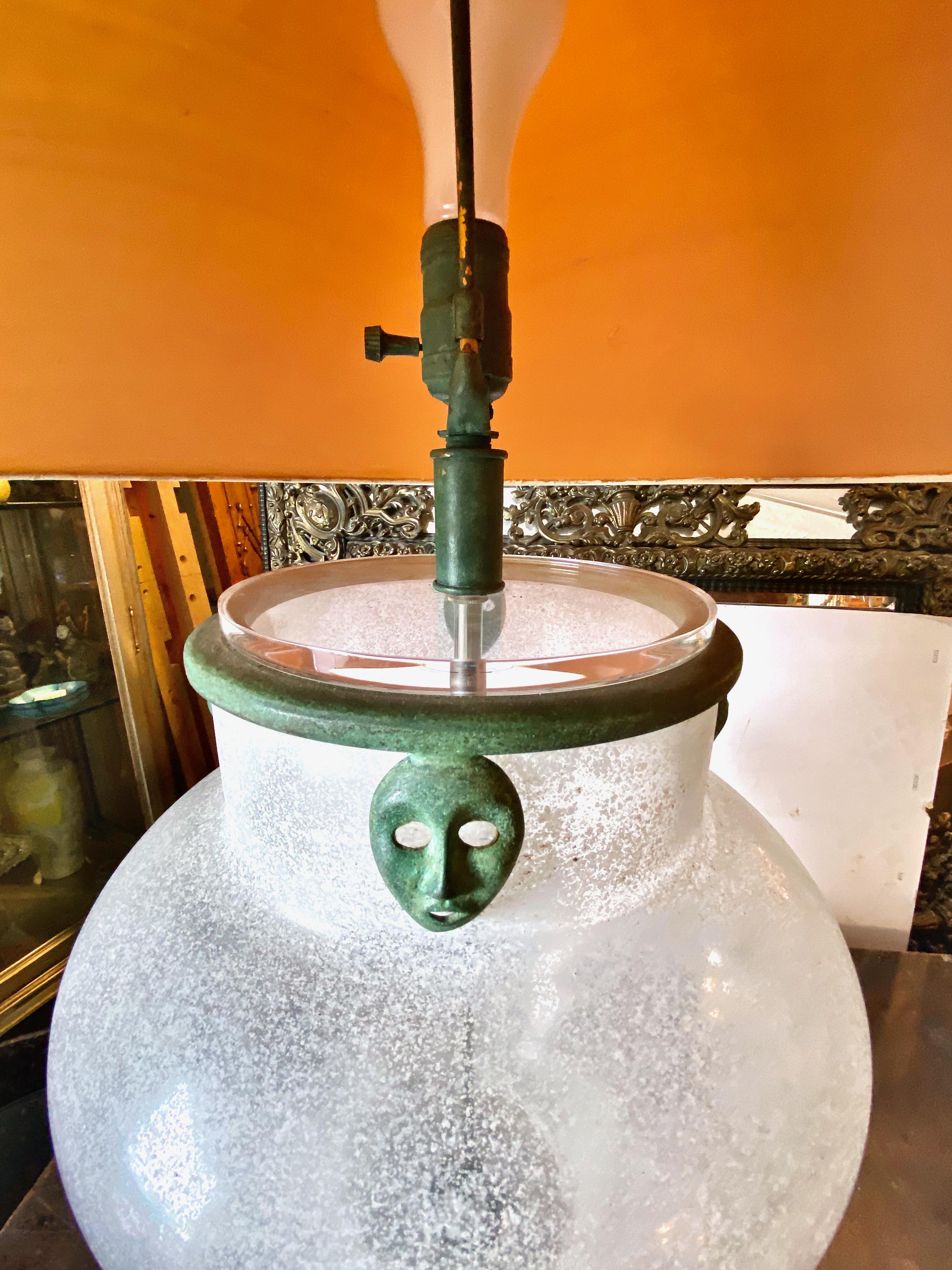 Brass Scavo Corroso Murano Lamp For Sale
