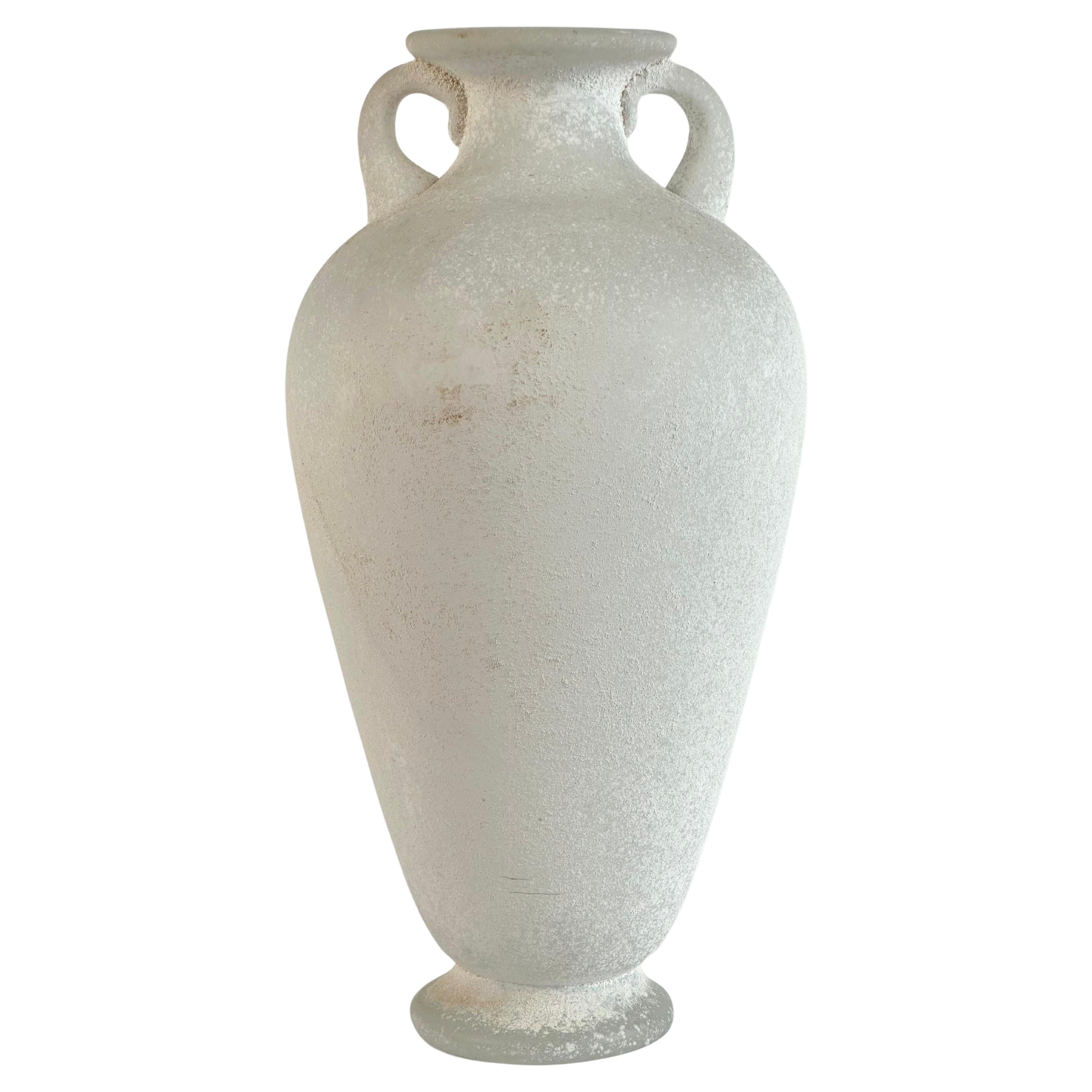 White Scavo Glass Amphora Vase Seguso c. 1980s Italy attributed to Karl Springer