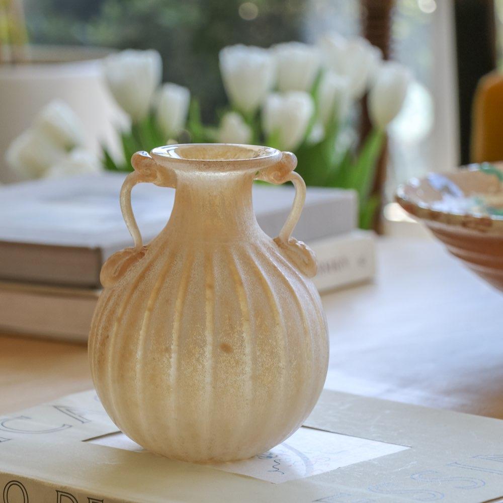 Italian Scavo Glass Amphora Vase For Sale