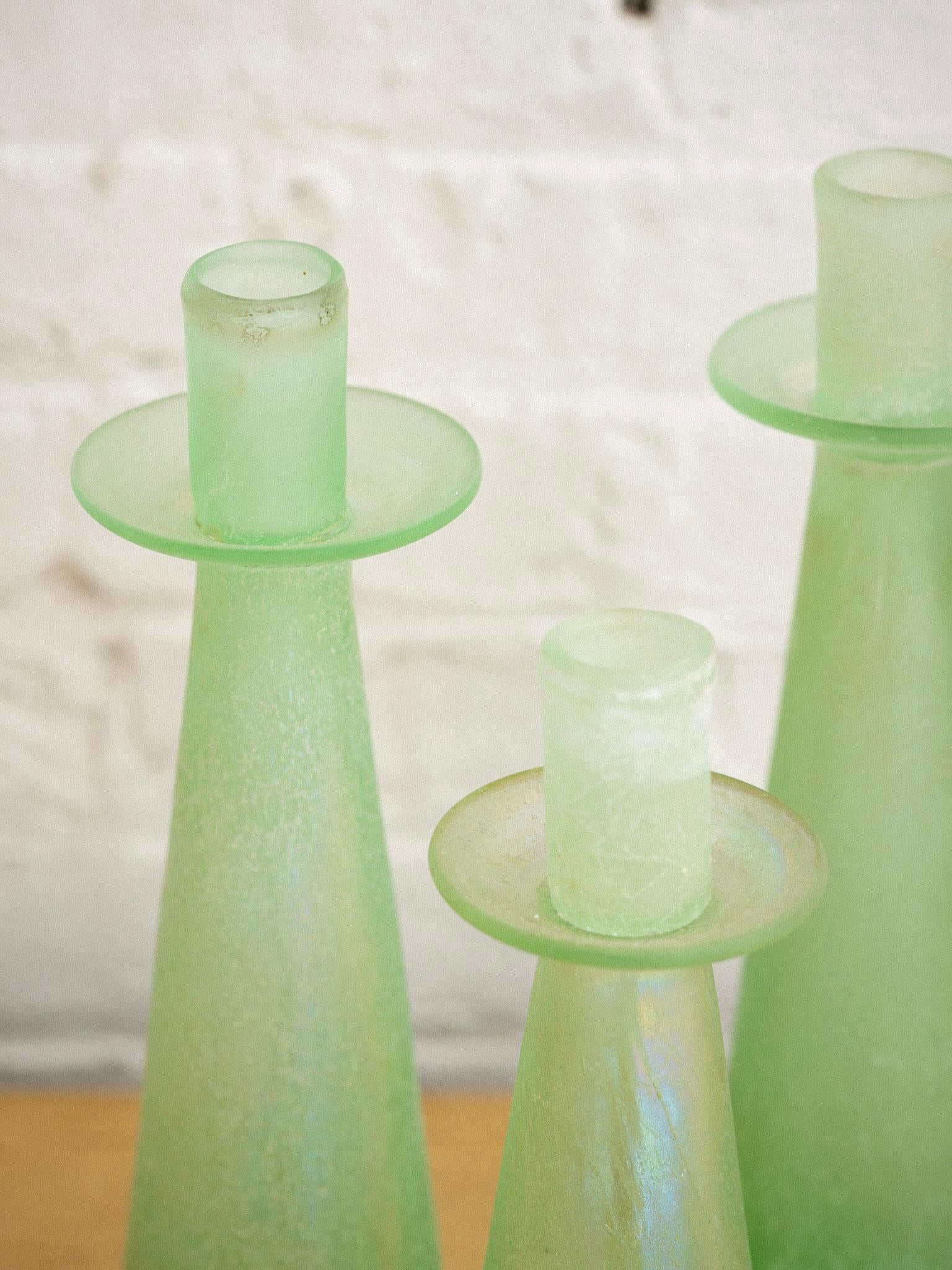 Kerzenständer aus Scavo-Glas im Stil von Cenedese – 3er-Set (20. Jahrhundert) im Angebot
