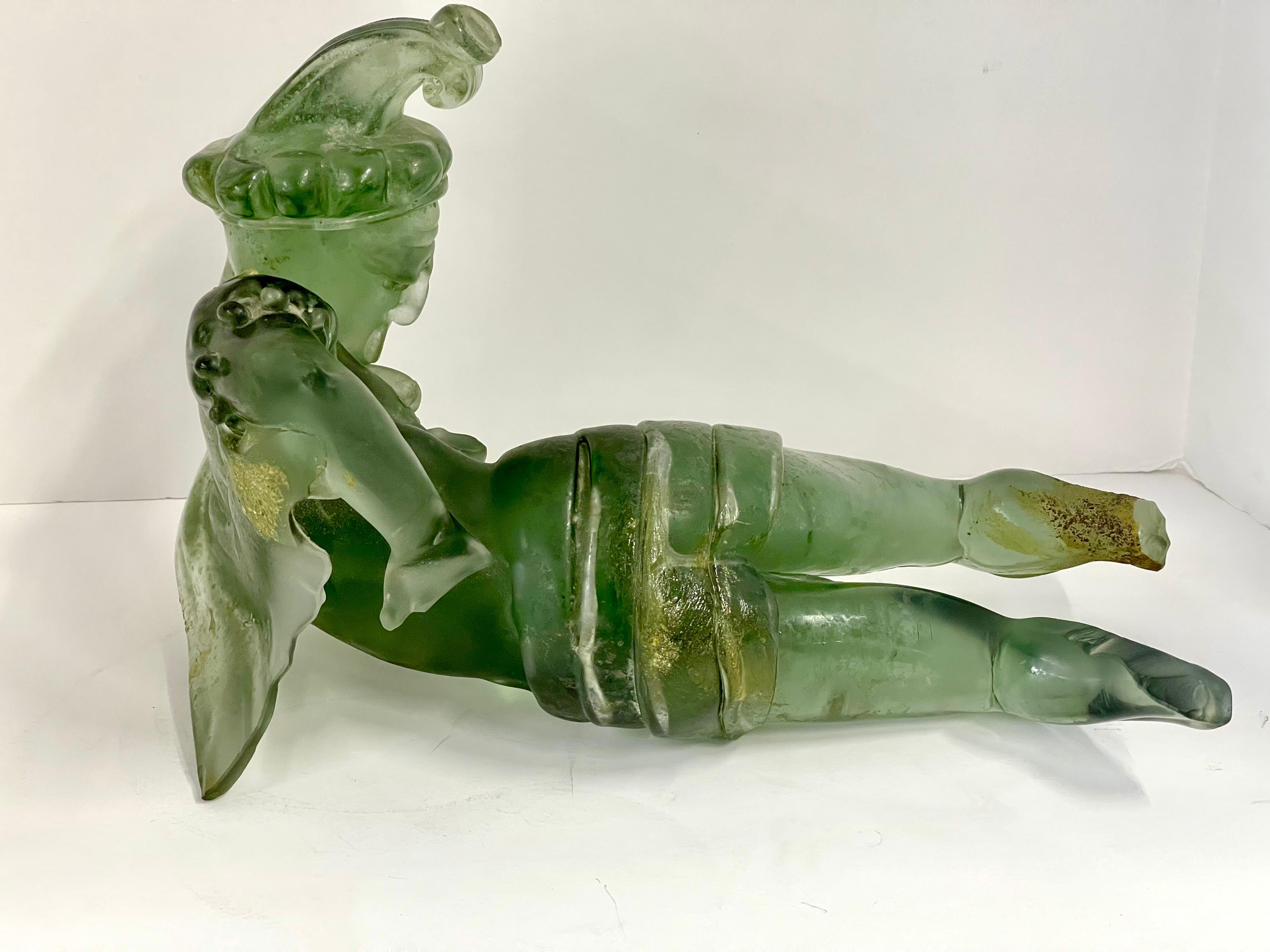 Late 20th Century Scavo Glass Figure of a Jester For Sale