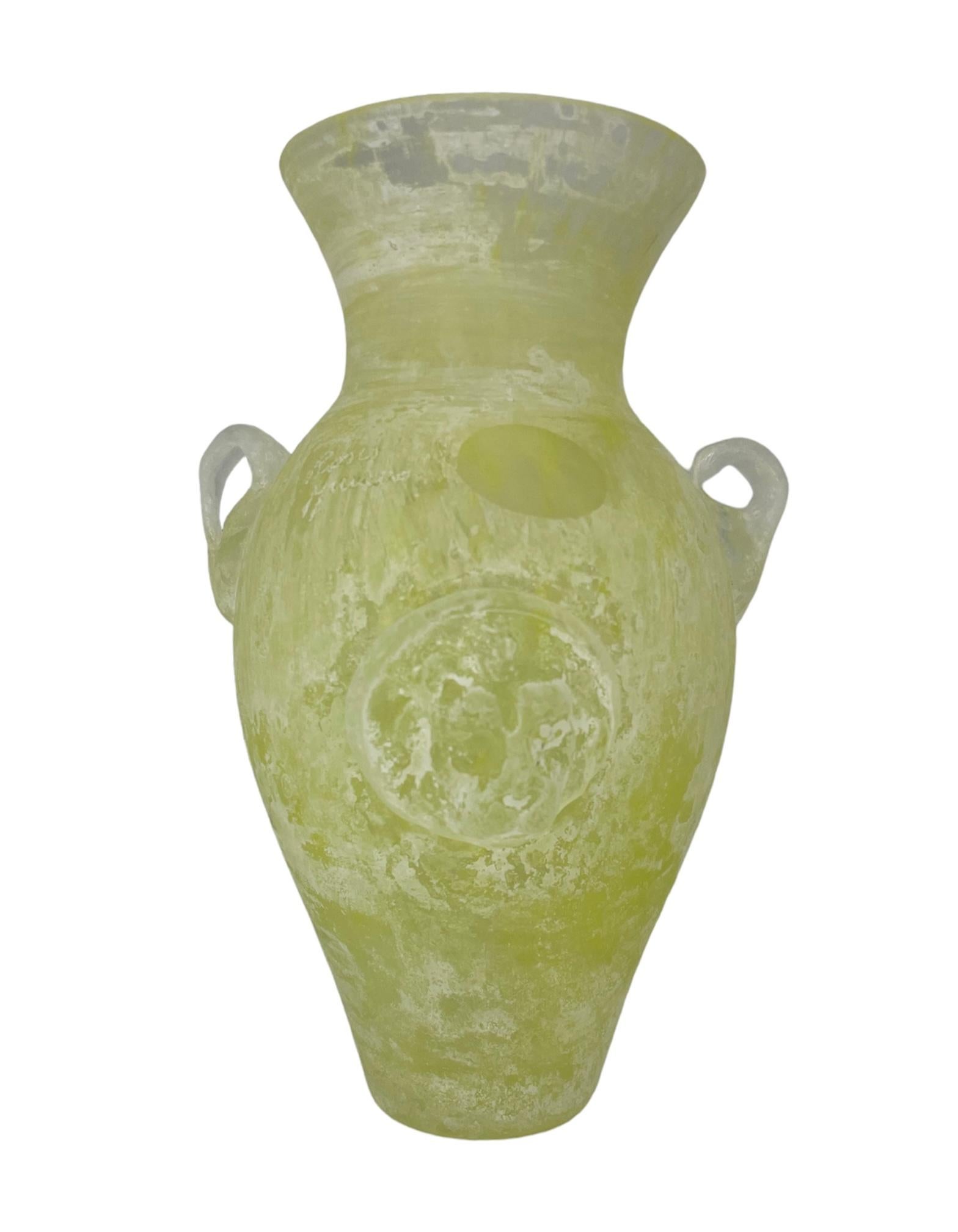 Scavo Murano Art Glass Frosted Glass Amphora Vase For Sale 7