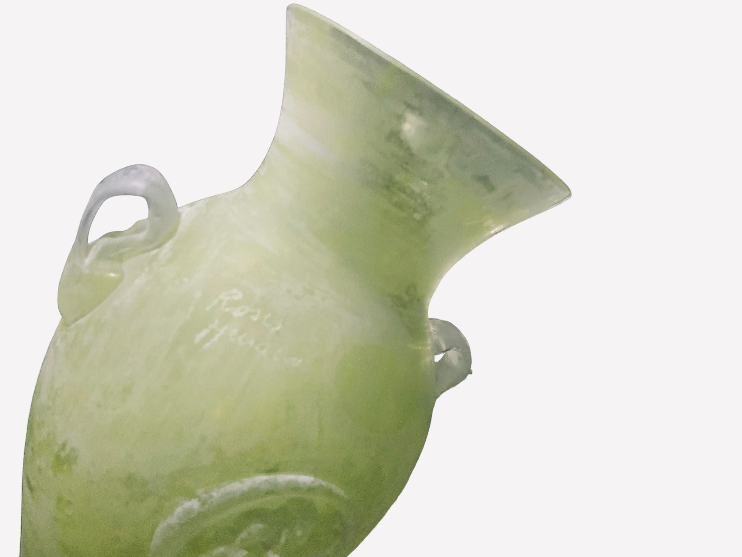 italien Vase Amphora en verre dépoli Scavo Murano Art Glass en vente
