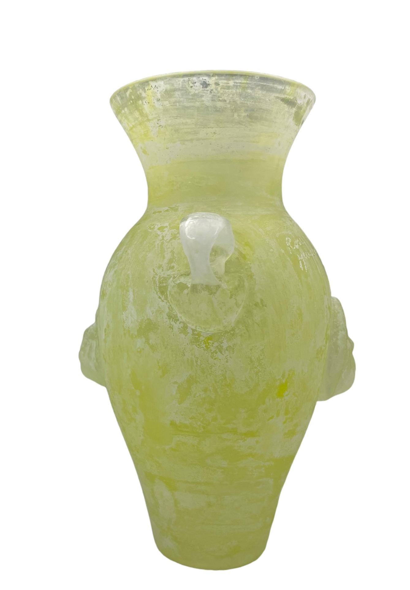 Verre d'art Vase Amphora en verre dépoli Scavo Murano Art Glass en vente