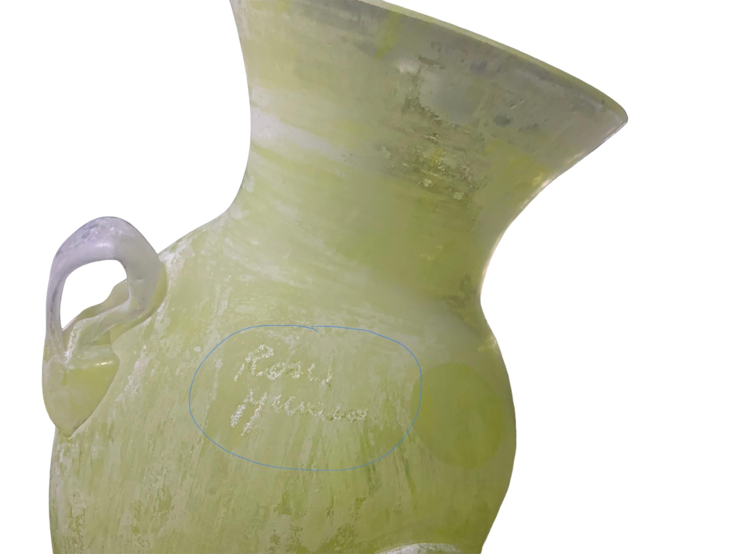 Hand-Crafted Scavo Murano Art Glass Frosted Glass Amphora Vase For Sale