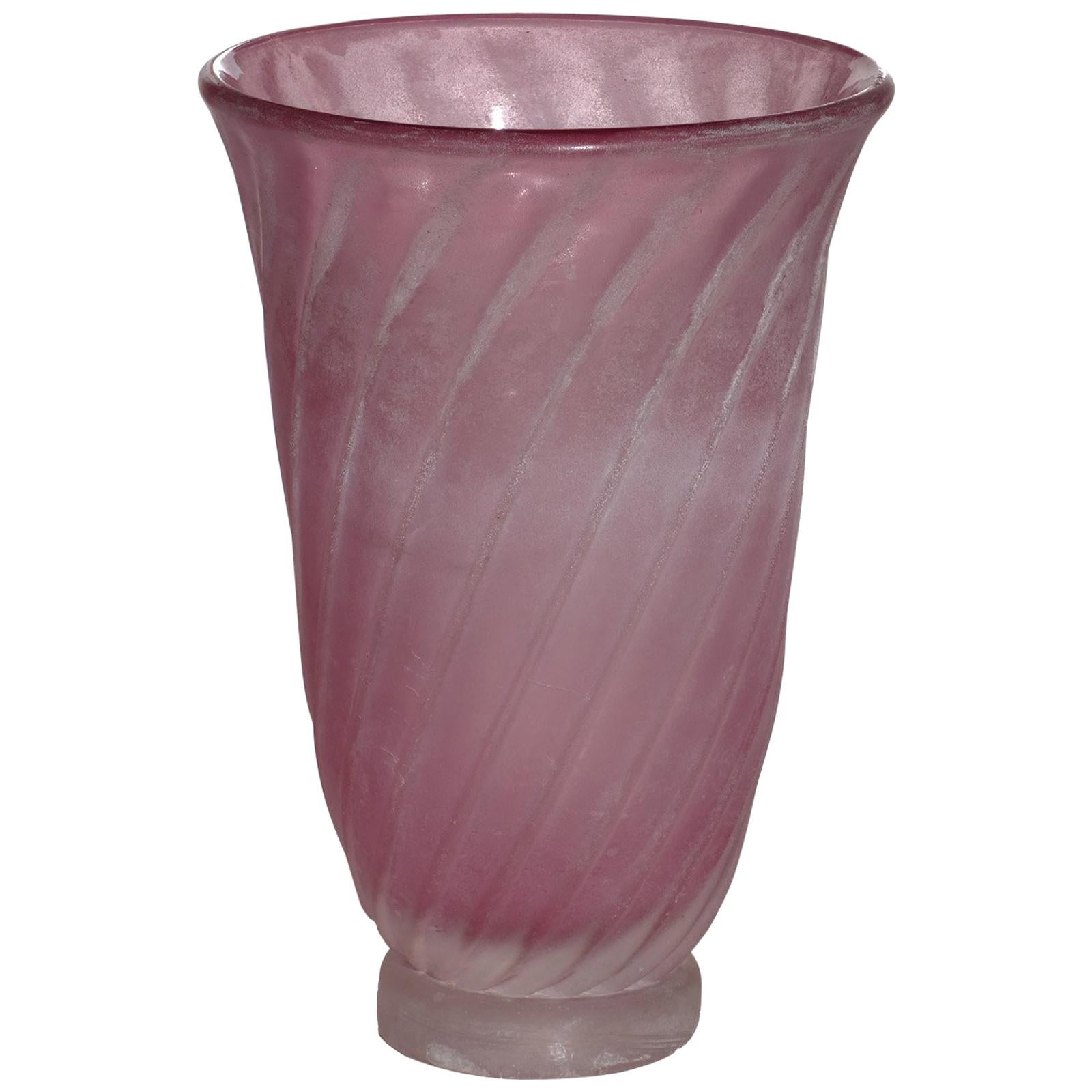 "Scavo" Murano Glass 1950s by Gino Cenedese Pink Vase