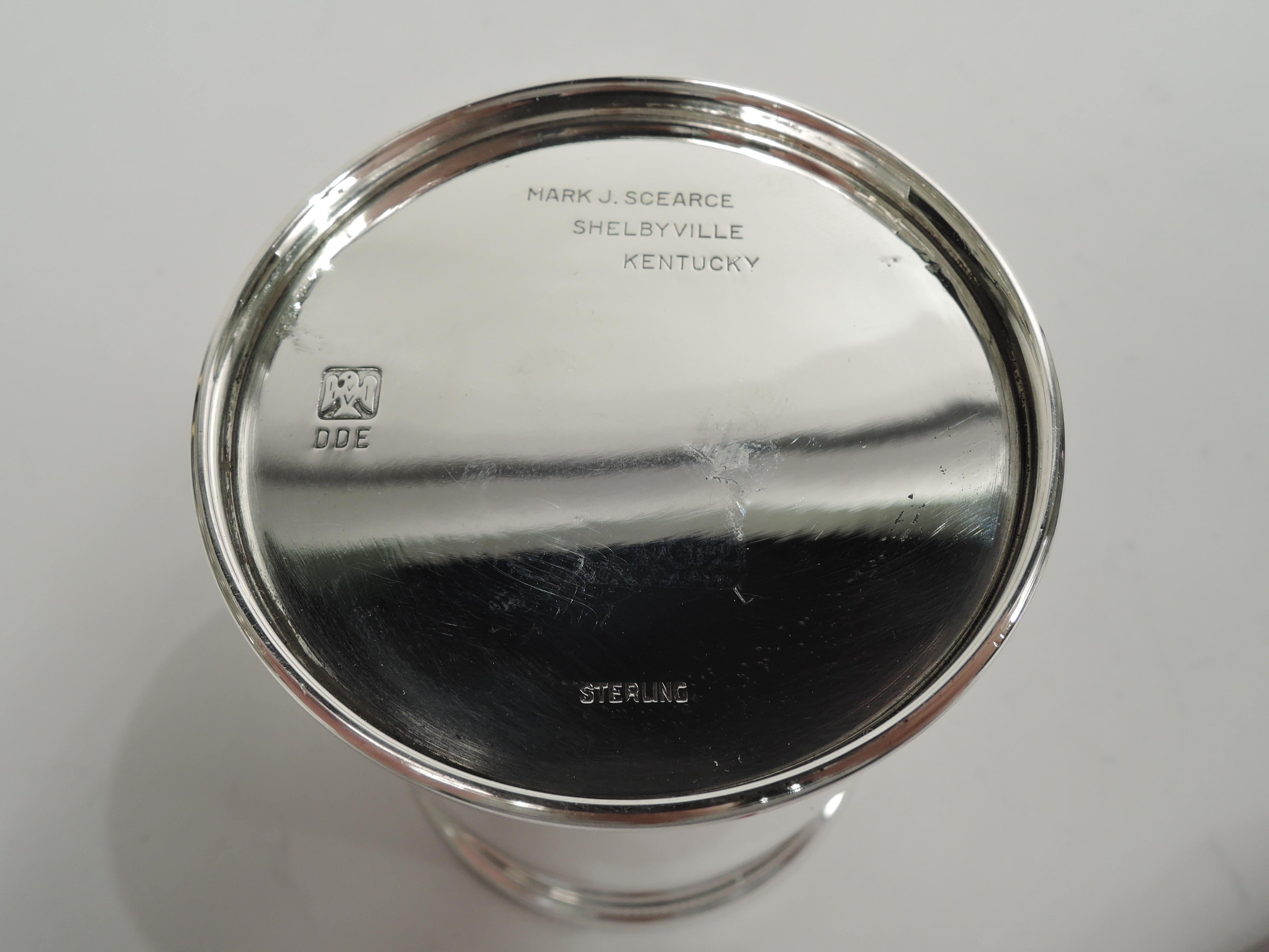 Scearce I-Like-Ike Eisenhower-Era Sterling Silver Mint Julep Cup In Good Condition In New York, NY