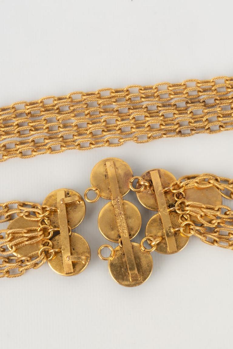 Scemama Cinturón de Metal Dorado con Pasta de Cristal en venta 2