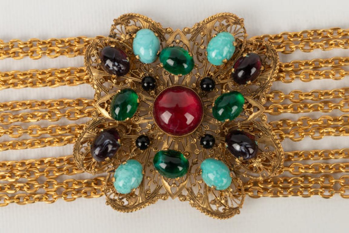 Women's Scemama Jewelry Belt with Multicolored Glass Paste For Sale