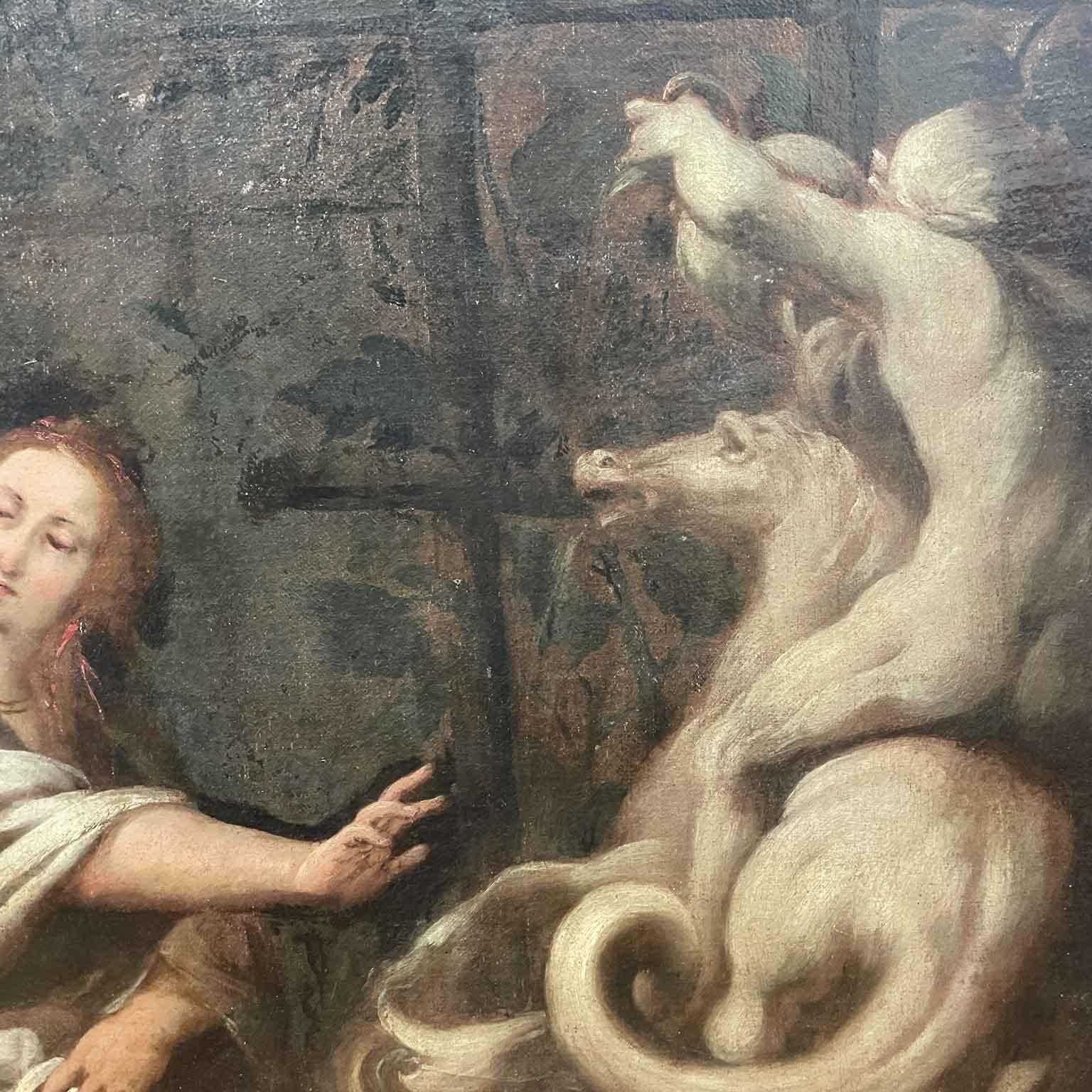 Biblical Scene With Characters And Architecture Italian Oil Painting On Canvas 1800s For Sale 4