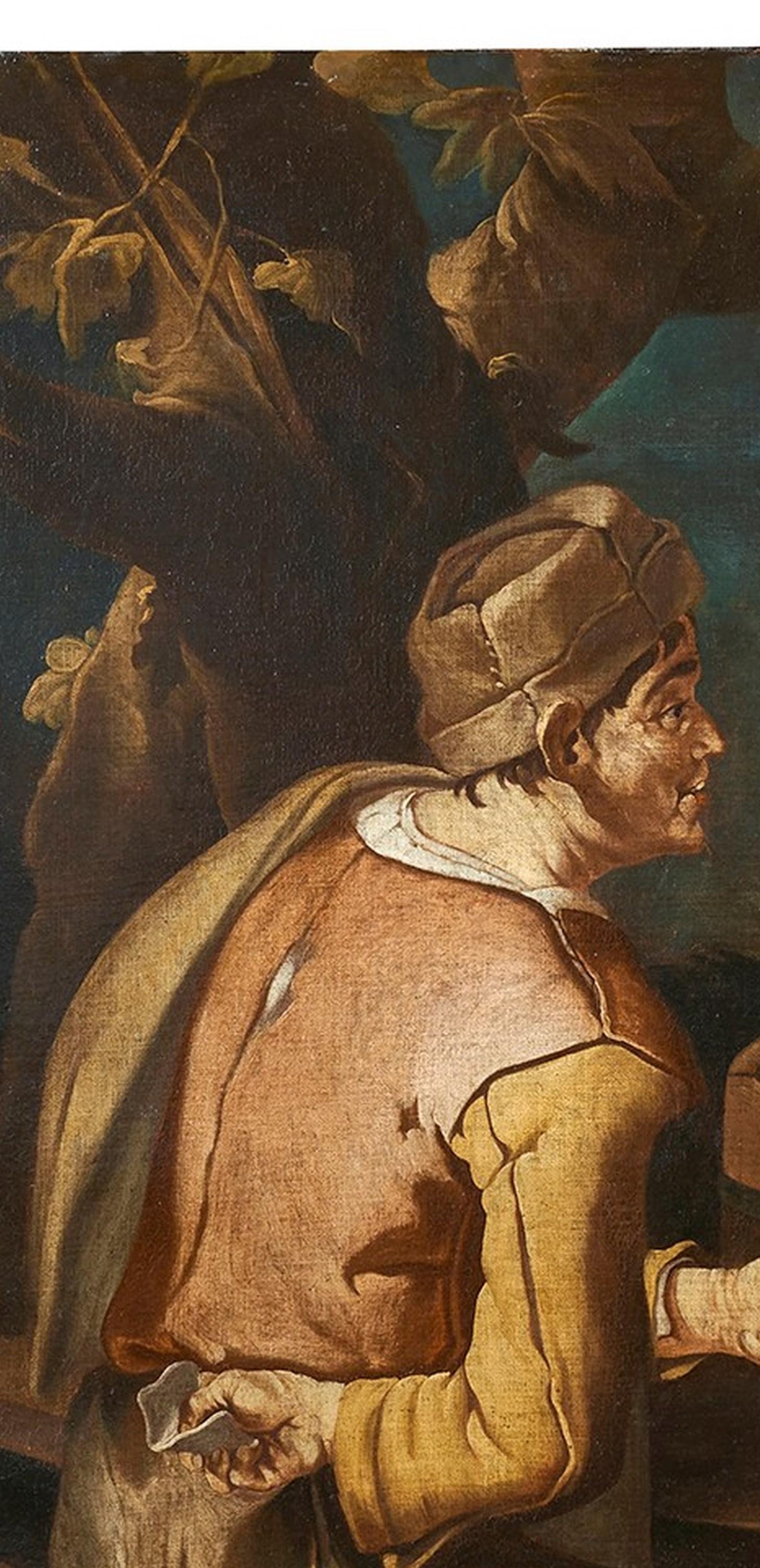 Oiled Scena di Genere, Todeschini 17th Century Oil on Canvas Genre Scene Painting For Sale