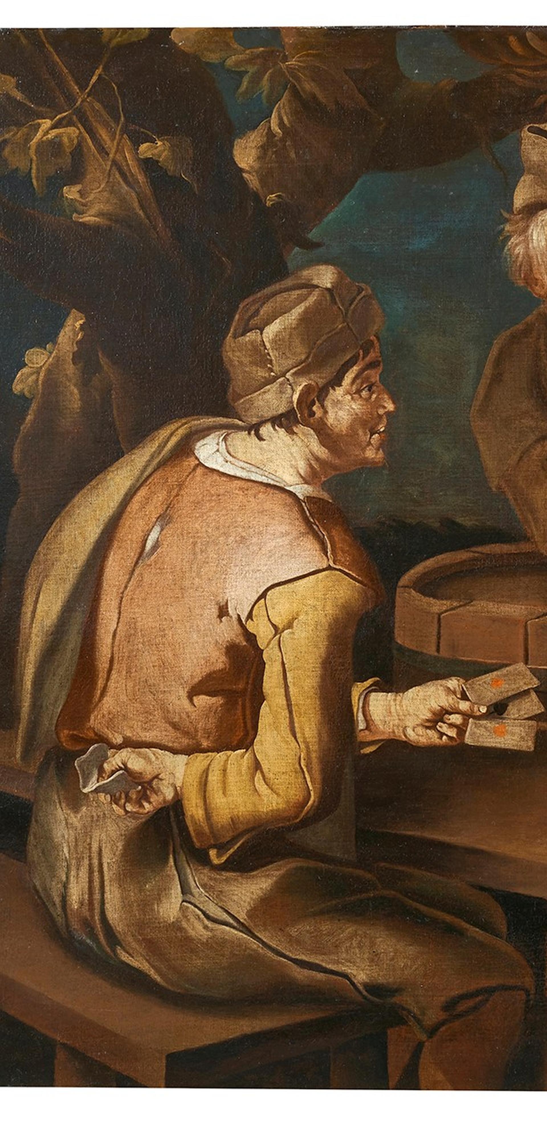 Scena di Genere, Todeschini 17th Century Oil on Canvas Genre Scene Painting For Sale 1