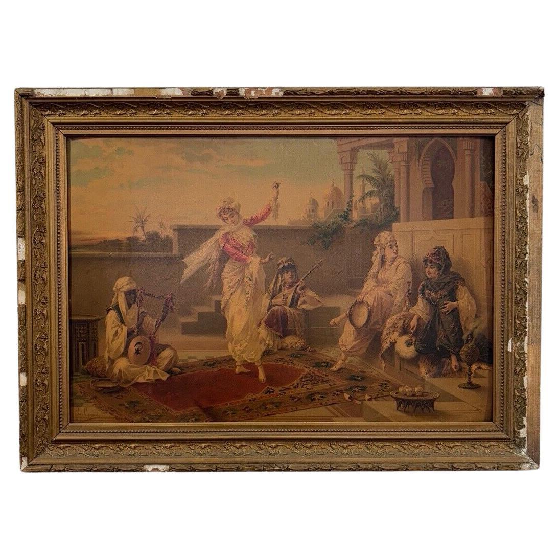 Scena orientalista in rotocalcoDonne Turche Che Danzano Nell’harem, Luigi Crosio