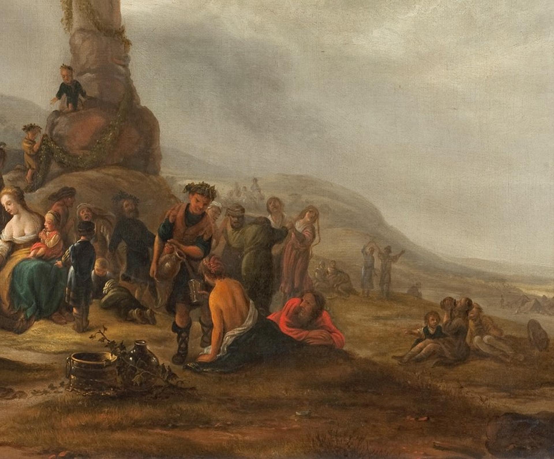 Belgian Scena Religiosa-Theodor Helmbreker 17th Century Oil on Canvas Religious Painting For Sale