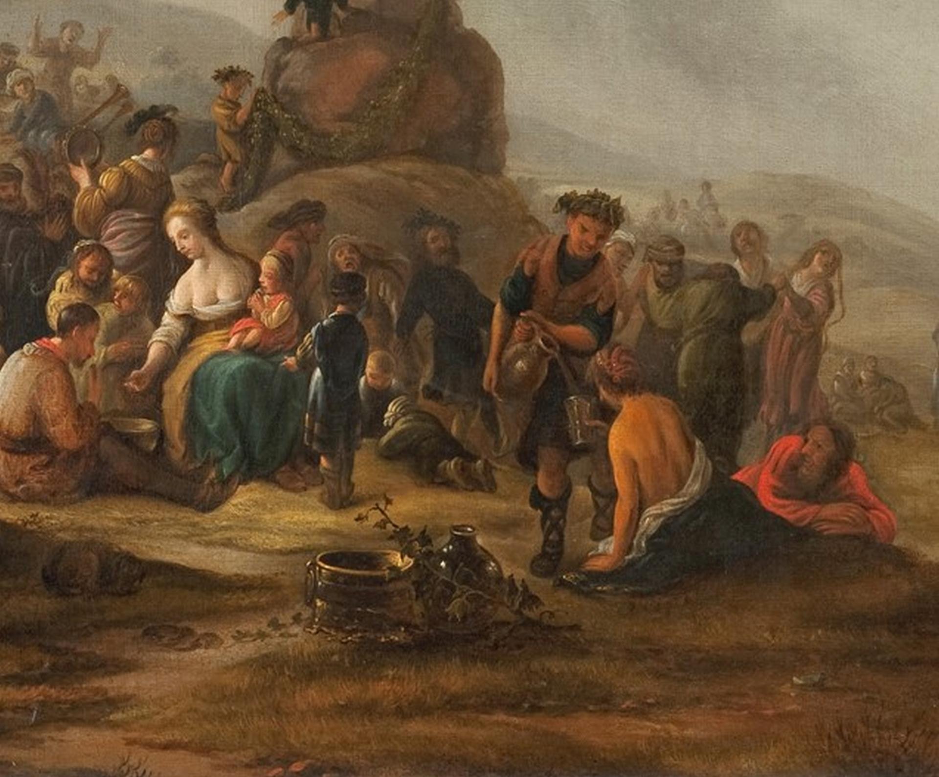 Oiled Scena Religiosa-Theodor Helmbreker 17th Century Oil on Canvas Religious Painting For Sale