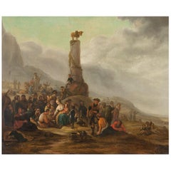 Scena Religiosa-Theodor Helmbreker 17th Century Oil on Canvas Religious Painting