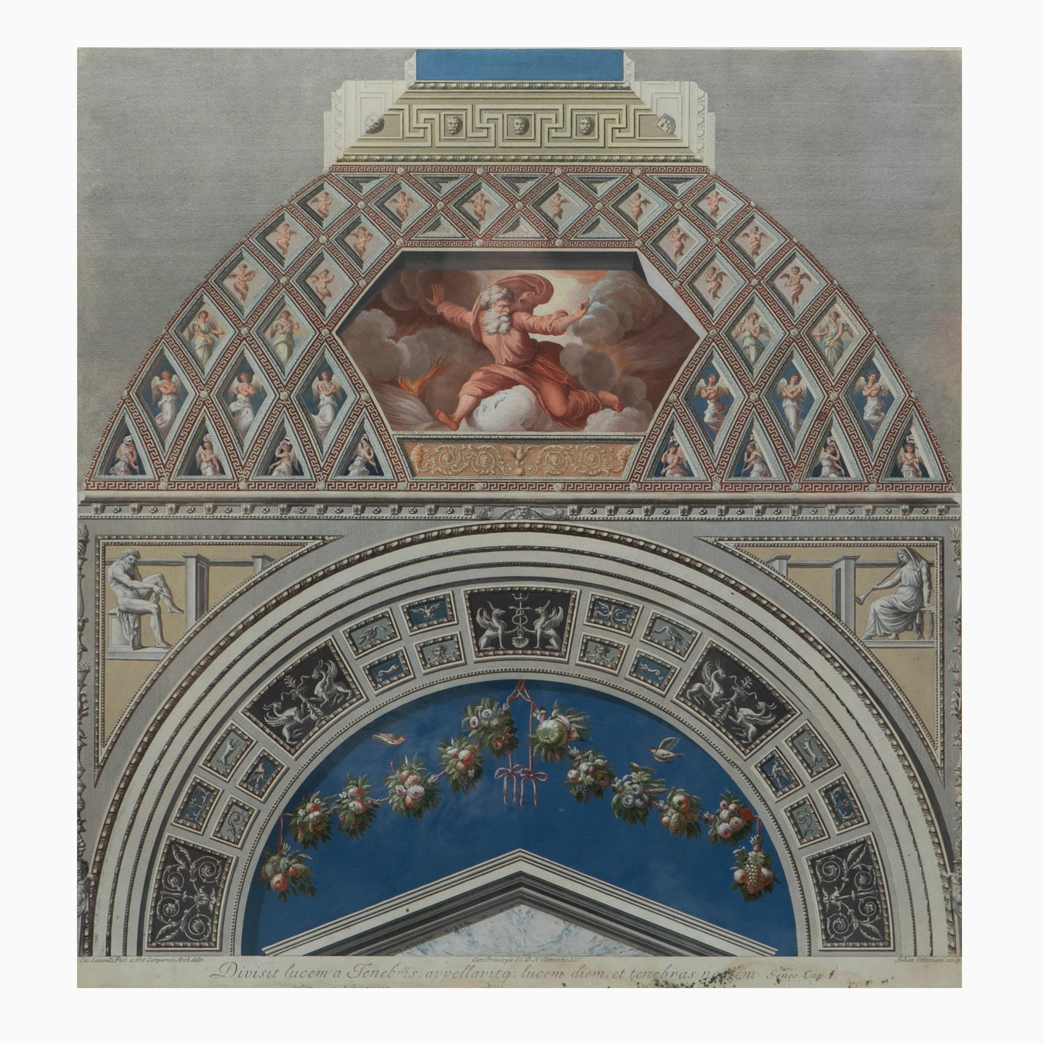 Buriné Scène des voûtes du cloître dans les loggias de Raphael, Vatican, n° I en vente