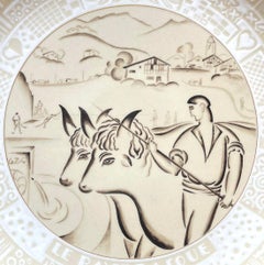 "Scena del Paese Basco del Nord", piatto monumentale Art Déco, Sèvres, 1936